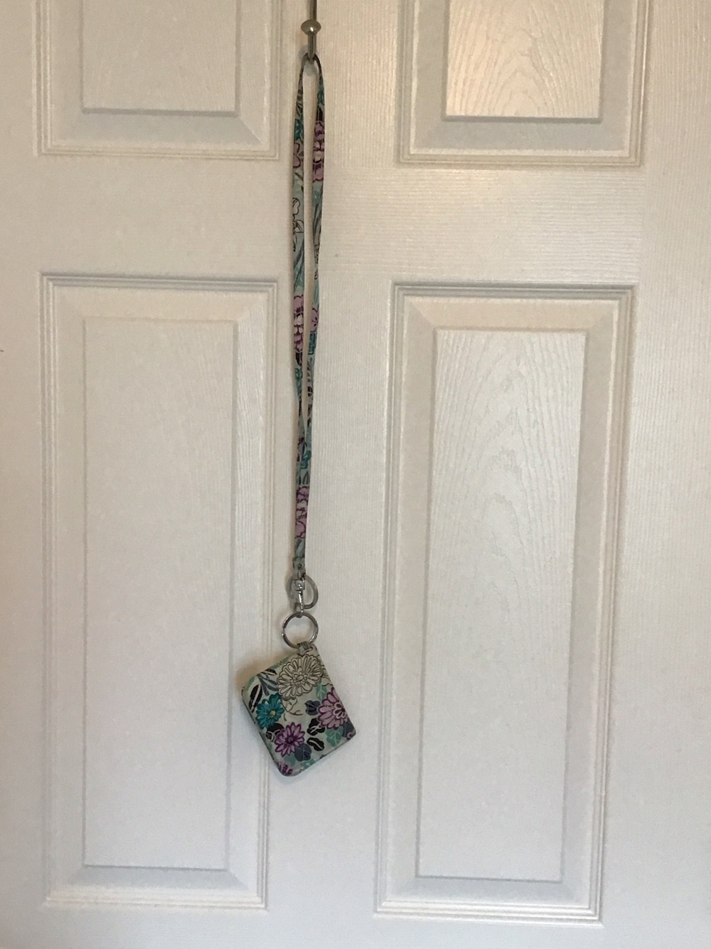 Vera Bradley Teal, Purple & Cream Floral Key Pouch Wristlet